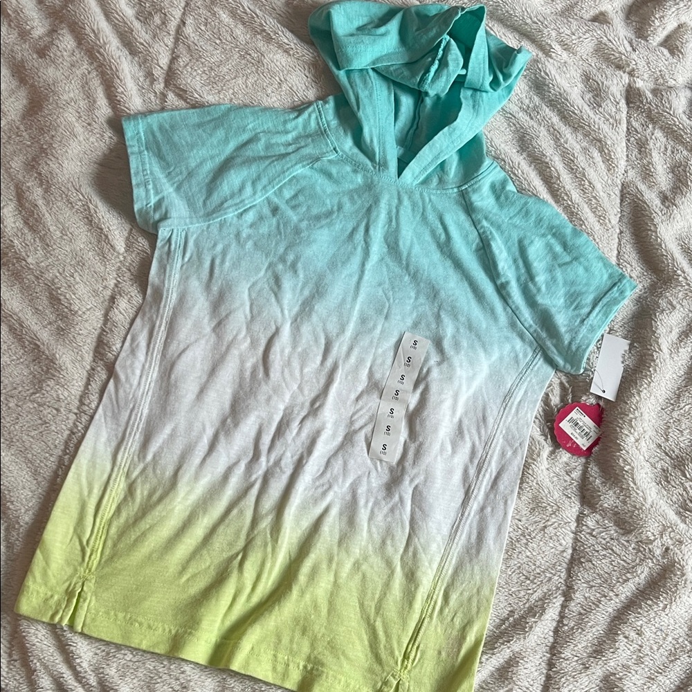 🆕 SO Aqua and Lime Ombre Kids Hoodie Tee.